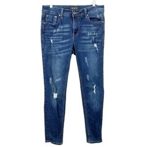 GRACE IN LA Womens Mid Rise Slim Blue Jeans Size 29/29 with 2% stretch Distresse